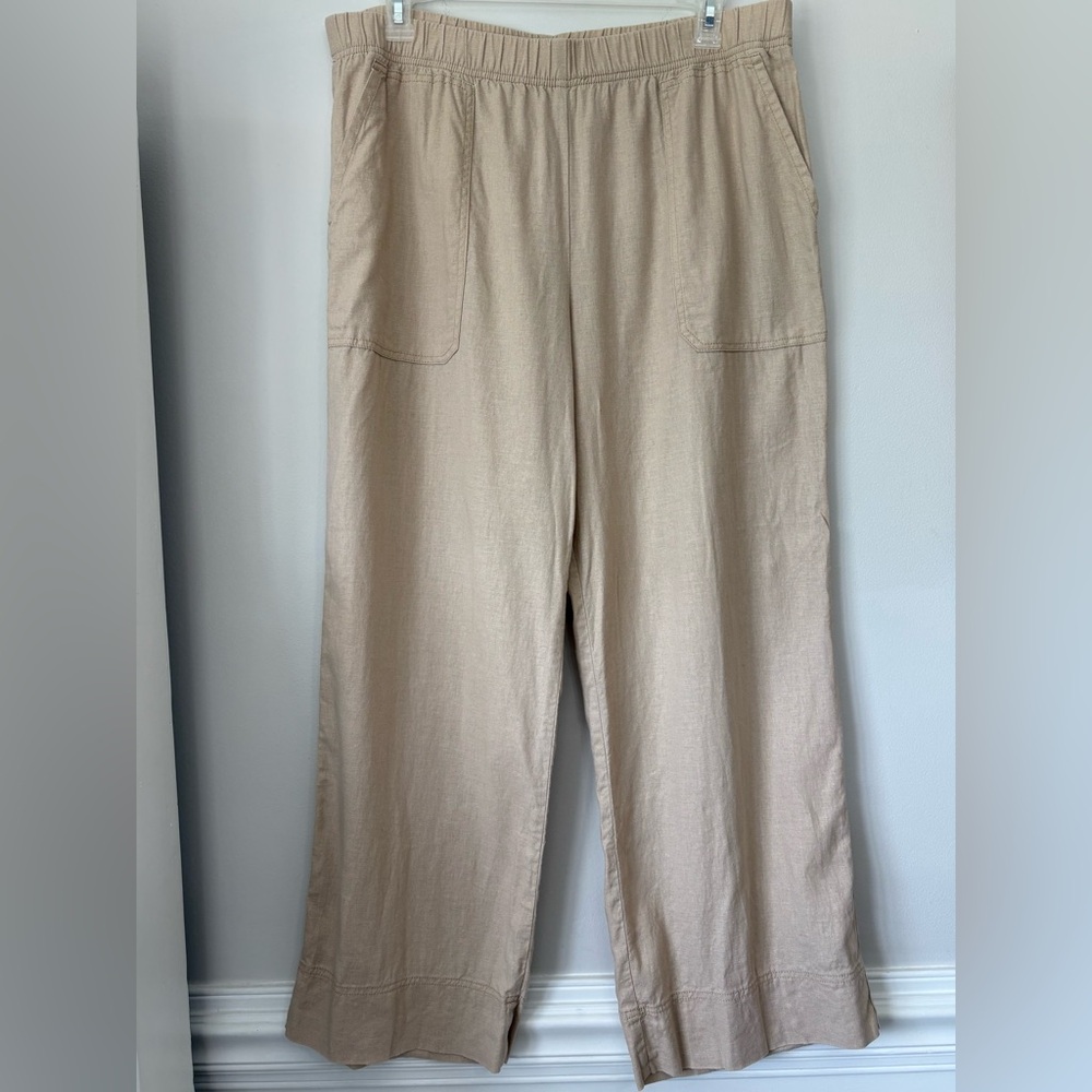 Ann Taylor Weekend Wide Leg Linen Viscose Pants Size XXL Coastal Chic Boho